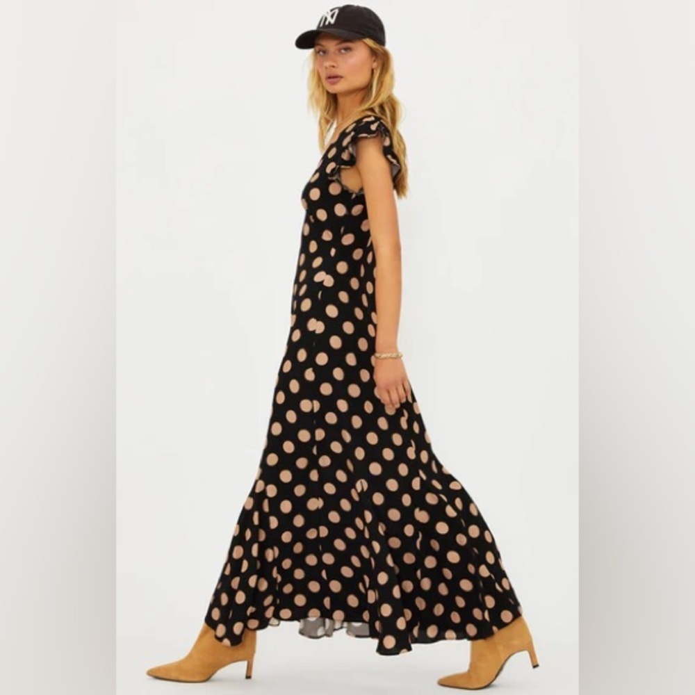 Beach Riot Elodie Polka Dot Maxi Dress Black Ruffle Hem NWT M - Picture 13 of 13